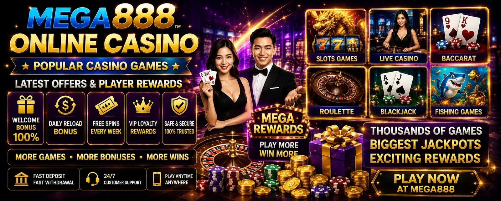MEGA888 Online Casino – Popular Casino Games